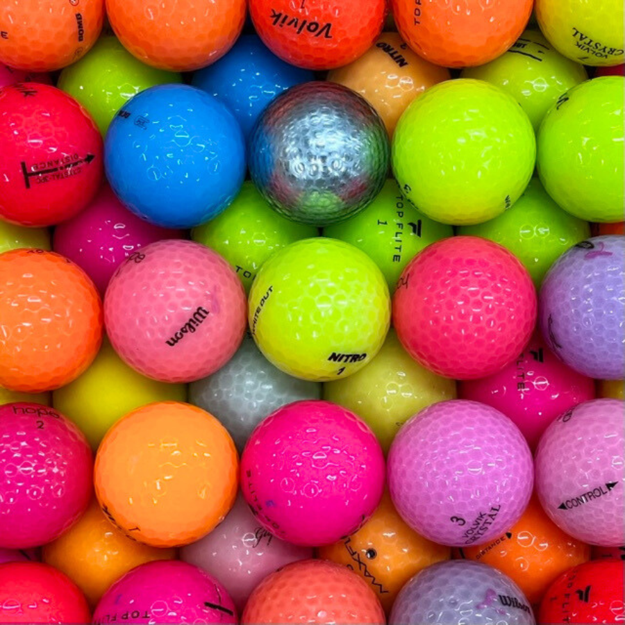 100 Crystal Colored Used Golf Balls in Bulk