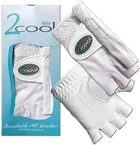 Women's Right Hand 2 Cool Half Finger Golf Gloves Leather (Each)