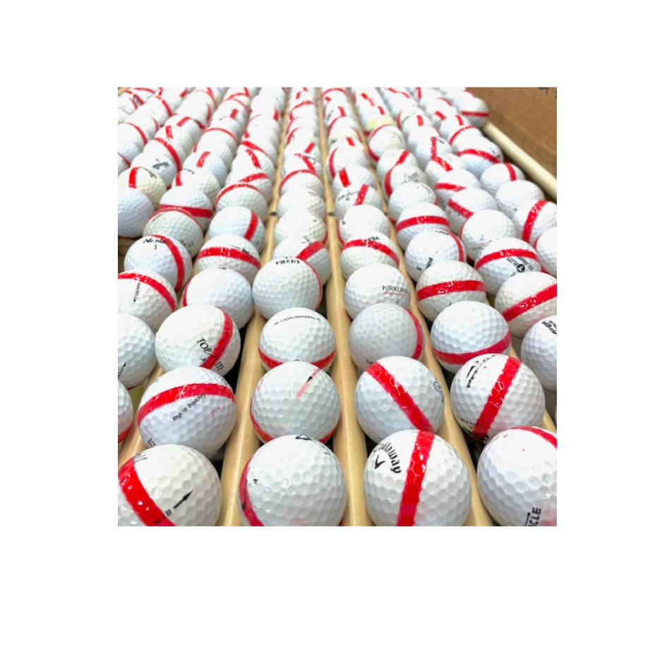 Range Golf Balls White with Red Stripe Used golf balls