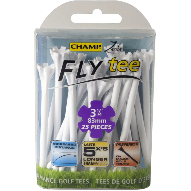 3 1/4" White Champ Fly Tees -25 Pack