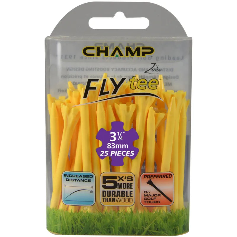 3 1/4" Yellow Champ Fly Tees -25 Pack
