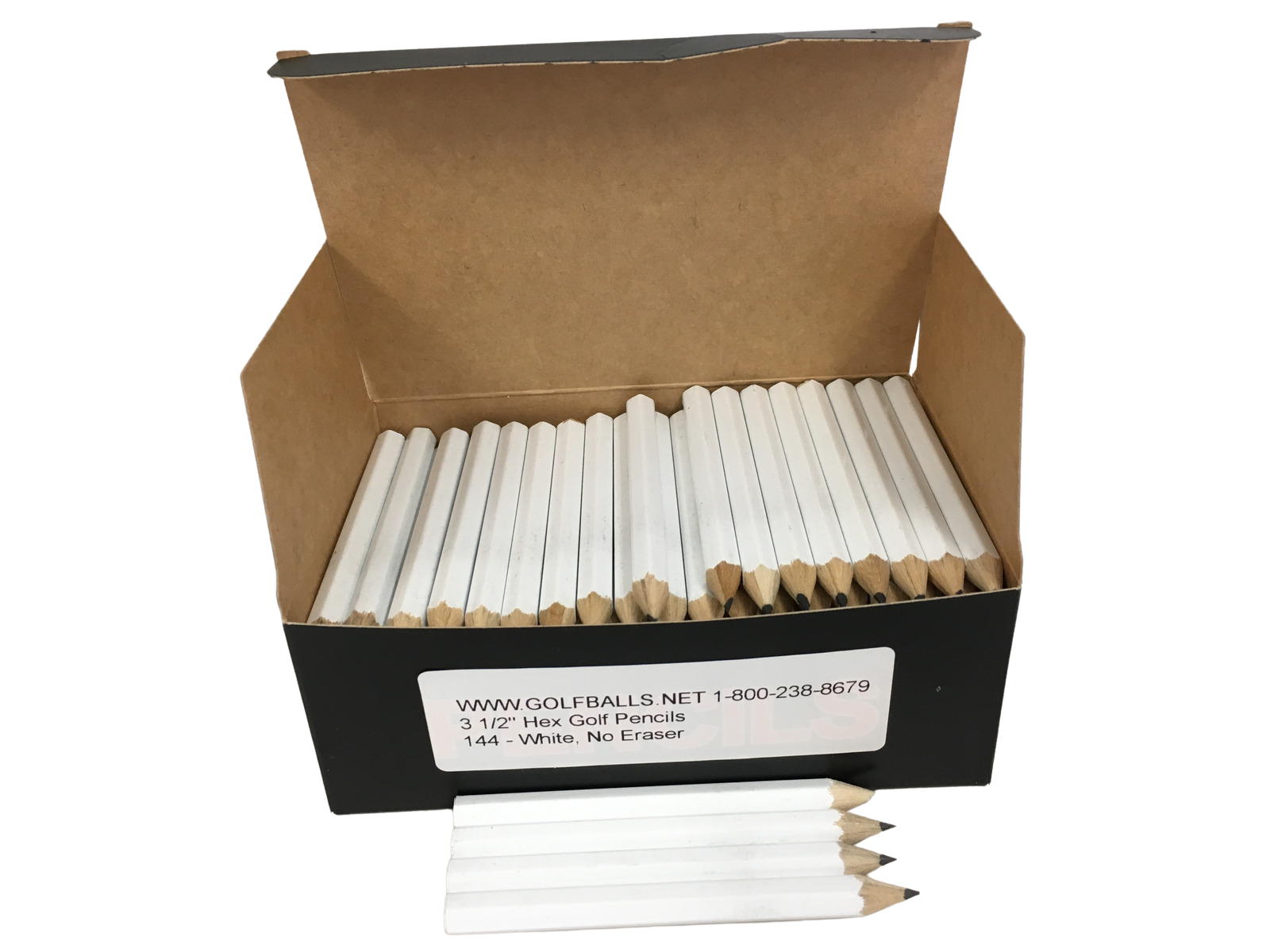In Stock Hex, No Erasers (144 Per Box) White