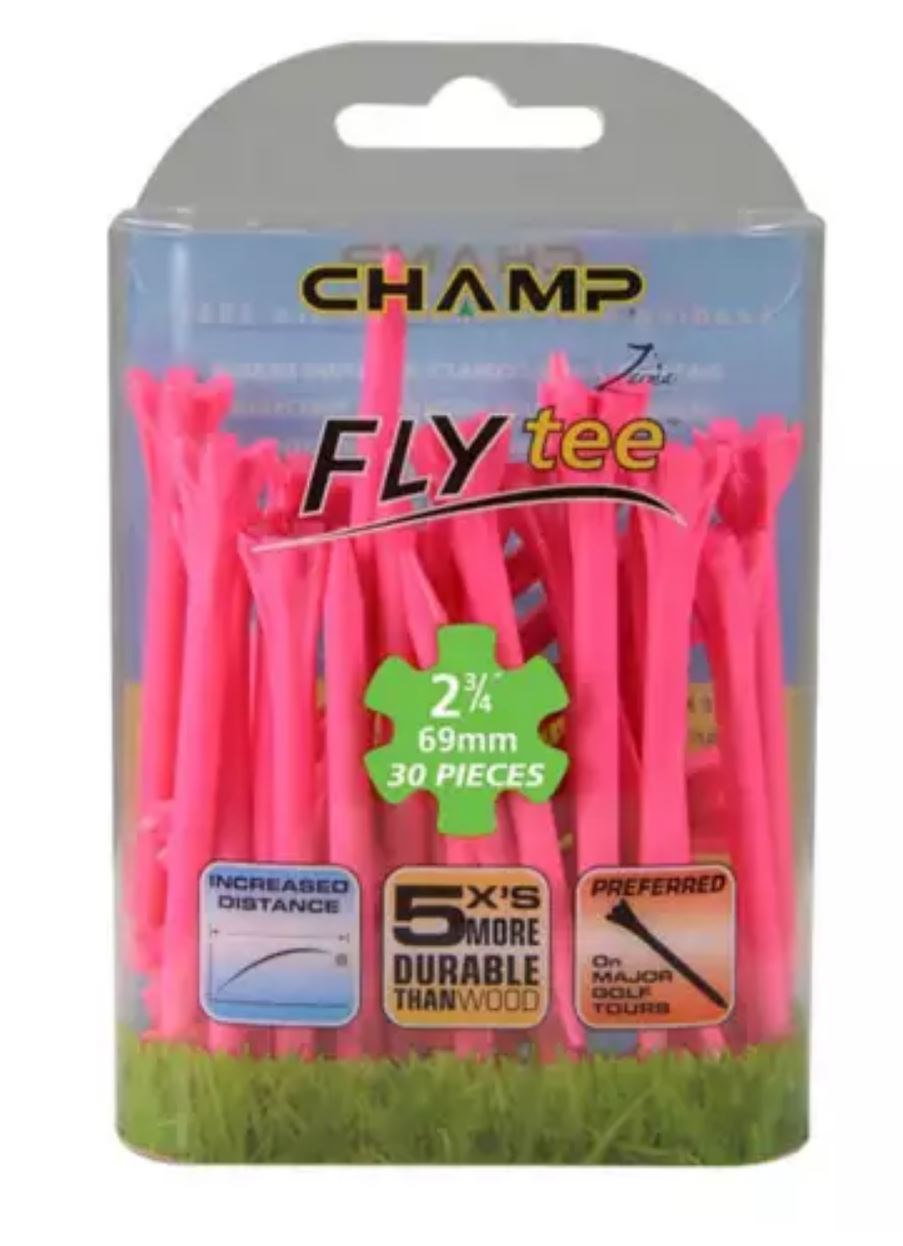 2 3/4" Pink Champ Fly Tees -30 Pack