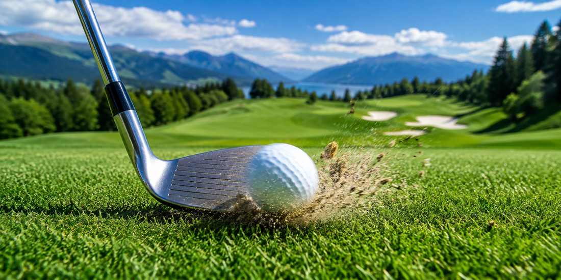 a golf club hitting a ball