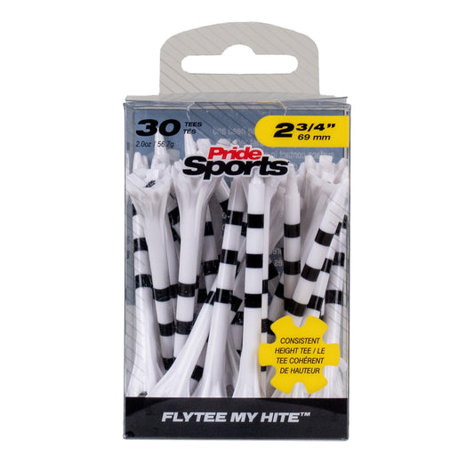 Pride Sports Flytee My HITE Golf Tees 2 3/4" White with Black Stripe