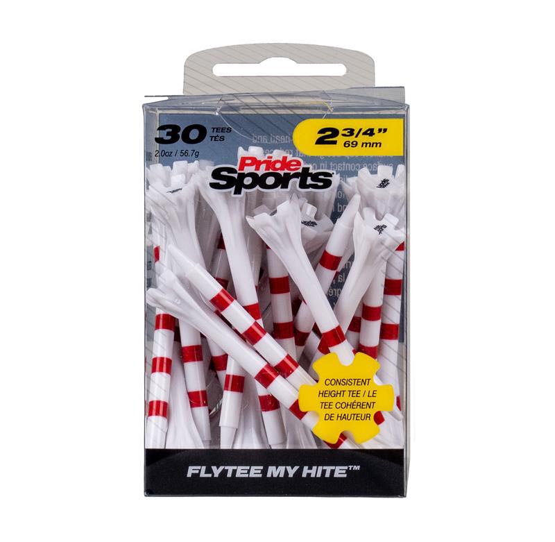 Pride Sports Flytee My HITE Golf Tees 2 3/4" White with Red Stripe