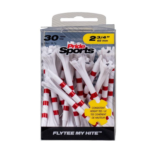 Pride Sports Flytee My HITE Golf Tees 2 3/4" White with Red Stripe