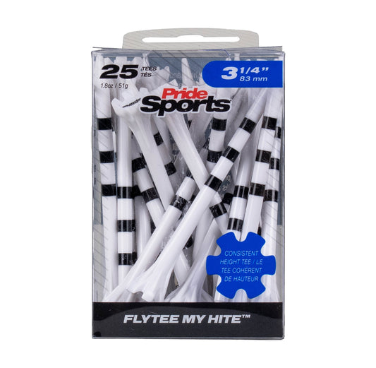 Pride Sports Flytee My HITE Golf Tees 3 1/4" White with Black Stripe