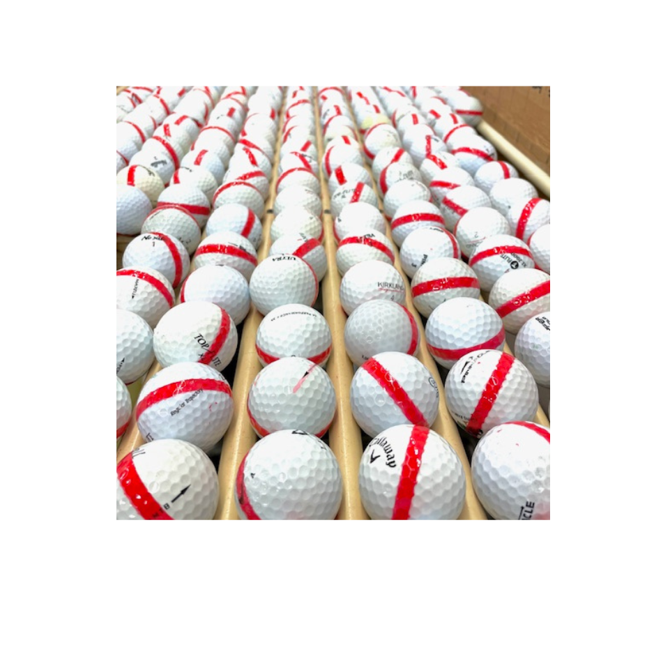 Range Balls- White Golf Balls with Red Stripe (Per Dozen)