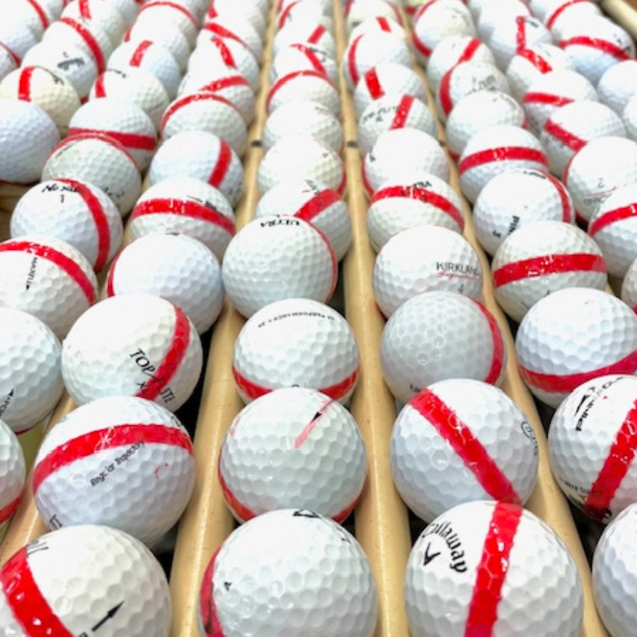 Range Balls White with Red Stripe Used golf balls