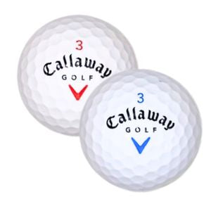 Two Callaway golf balls with visible branding on a white background