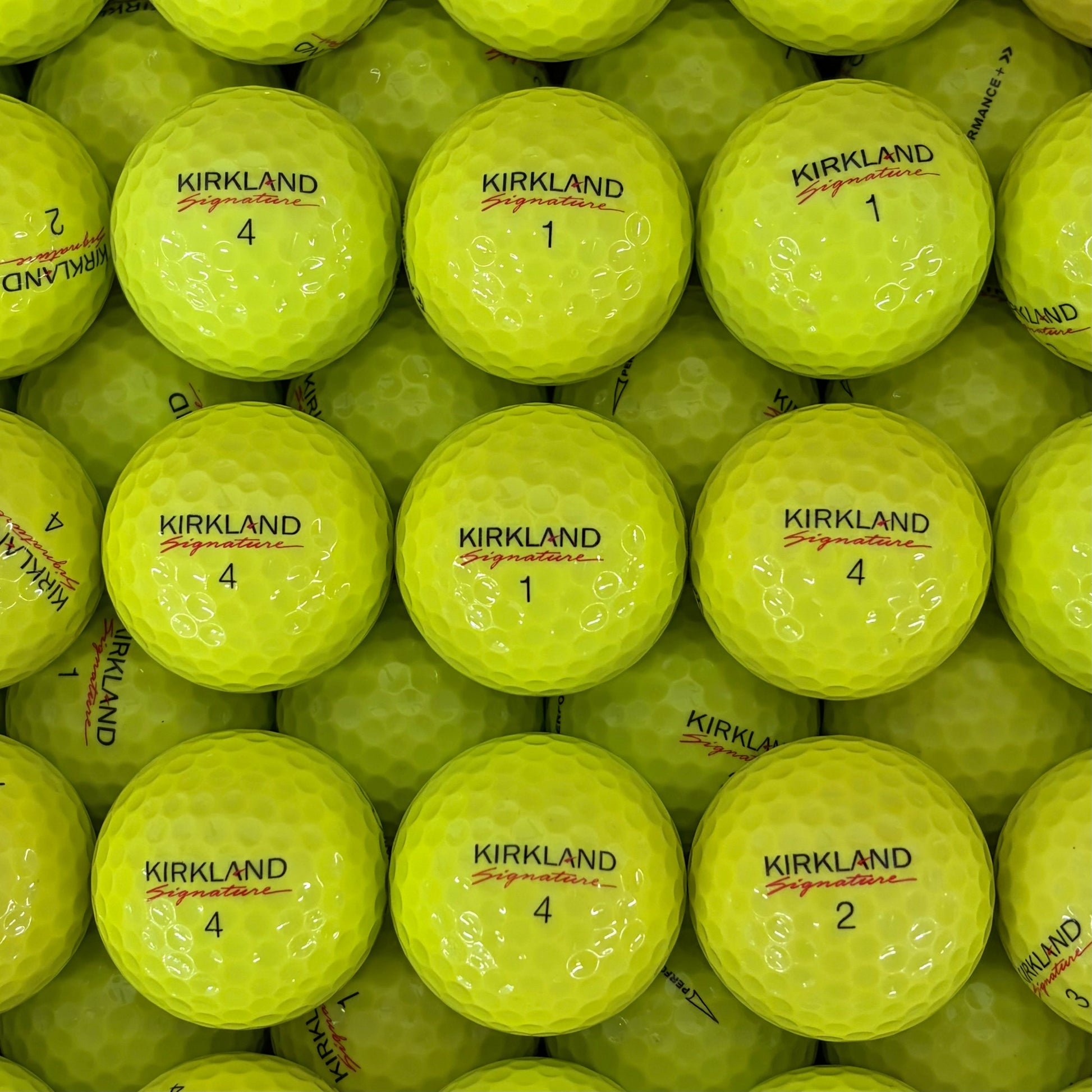 Yellow Kirkland Golf Balls In Bulk Stacked