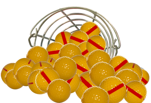 Range Balls-Yellow Golf Balls with Red Stripe (Per Dozen)
