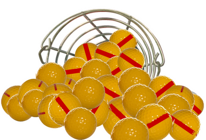 Range Balls-Yellow Golf Balls with Red Stripe (Per Dozen)