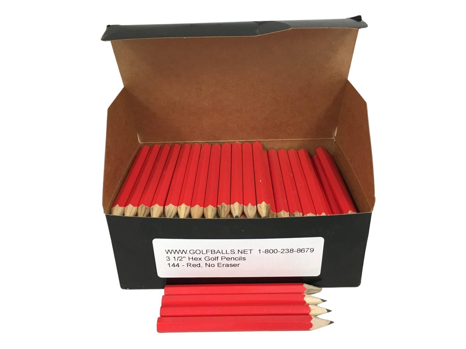 In Stock Hex, No Erasers (144 Per Box) Red