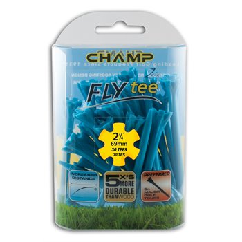 2 3/4" Neon Blue Champ Fly Tees -30 Pack